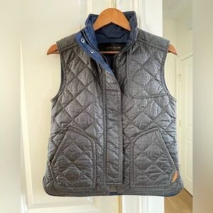 NWOT Coach Quilted Puffer Vest, Navy Green Gingham, XS